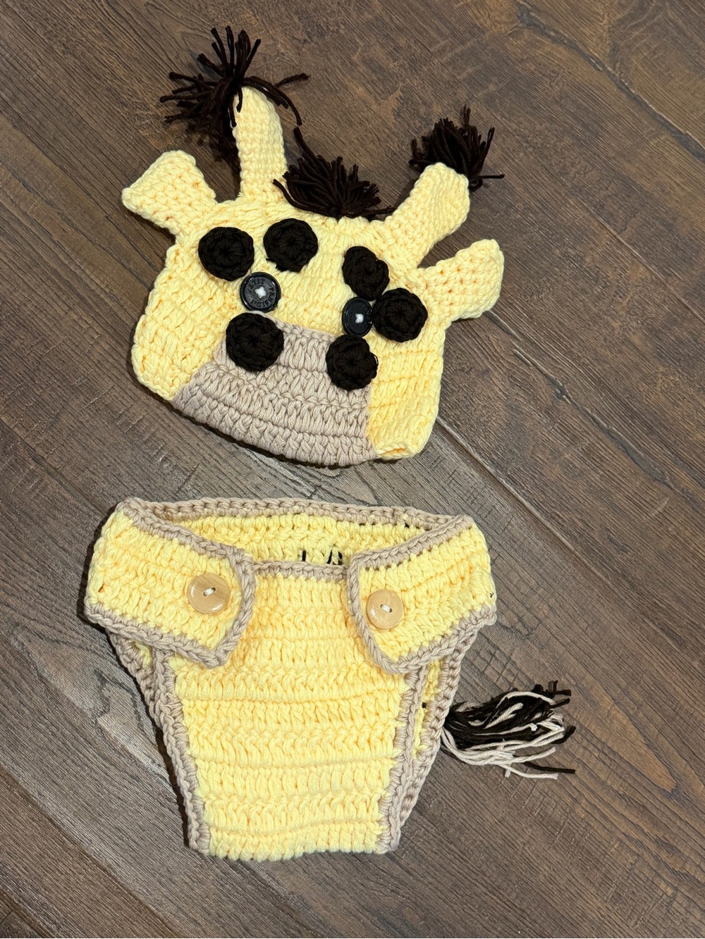 Newborn Photography Props Yellow Giraffe Crochet Hat & Diaper Cover Set